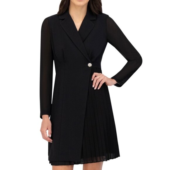 Vince Camuto Dresses & Skirts - Vince Camuto Signature‑Stretch Pleated‑Chiffon Dress – Black, Size 8, NWT